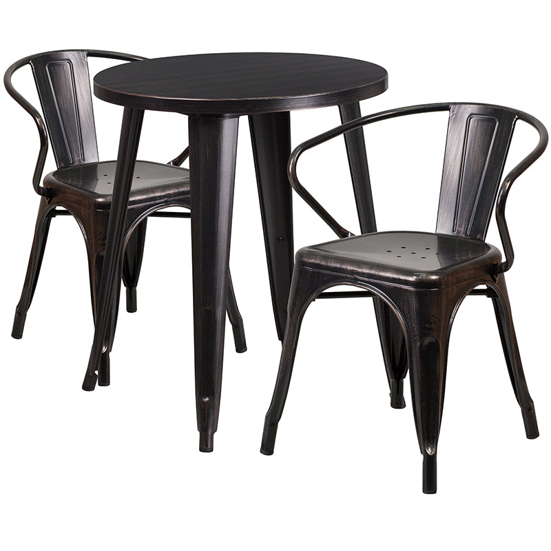 24RD Aged Black Table Set CH-51080TH-2-18ARM-BQ-GG