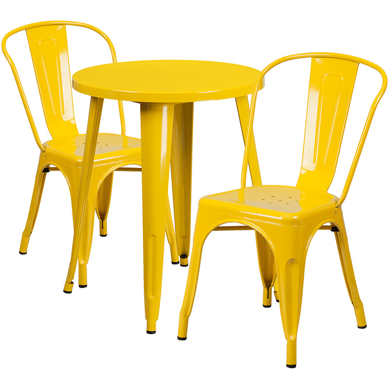 24RD Yellow Metal Table Set CH-51080TH-2-18CAFE-YL-GG