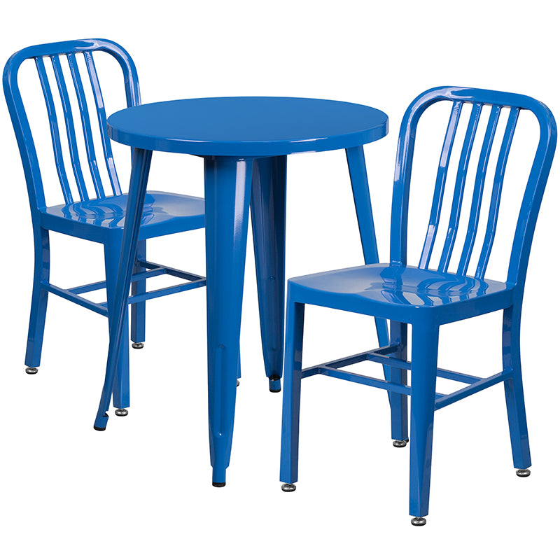 24RD Blue Metal Table Set CH-51080TH-2-18VRT-BL-GG