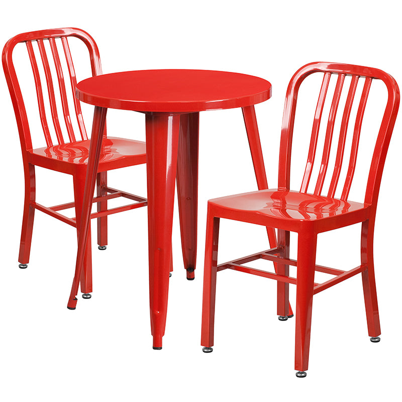 24RD Red Metal Table Set CH-51080TH-2-18VRT-RED-GG