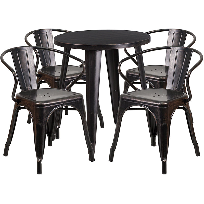 24RD Aged Black Table Set CH-51080TH-4-18ARM-BQ-GG