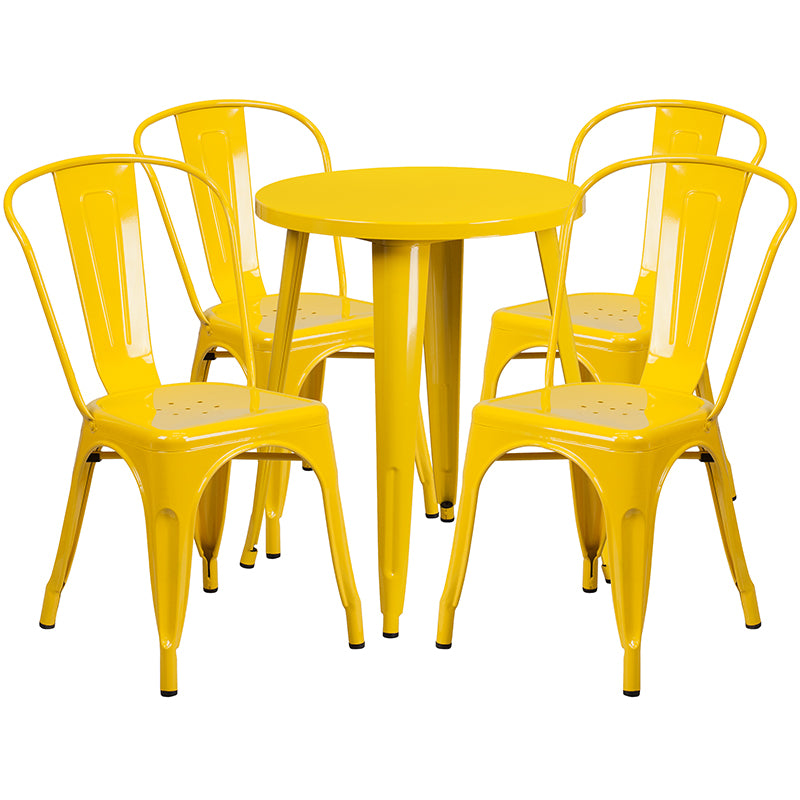 24RD Yellow Metal Table Set CH-51080TH-4-18CAFE-YL-GG