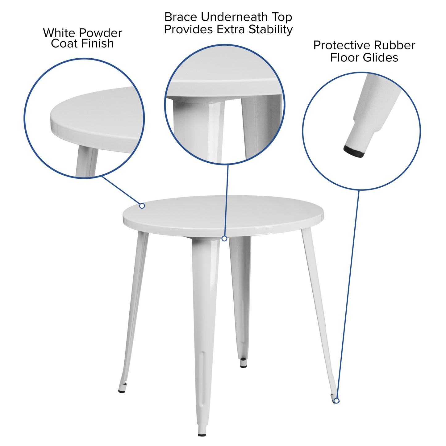 30RD White Metal Table CH-51090-29-WH-GG