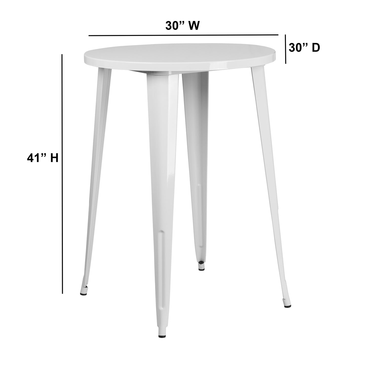 30RD White Metal Bar Table CH-51090-40-WH-GG