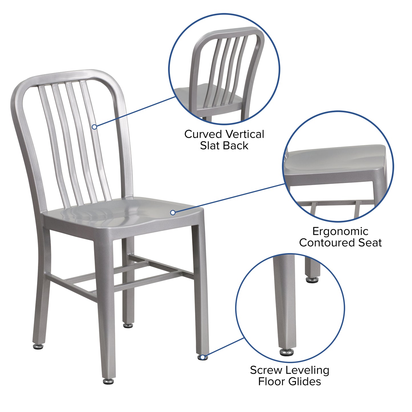 Silver Indoor-Outdoor Chair CH-61200-18-SIL-GG