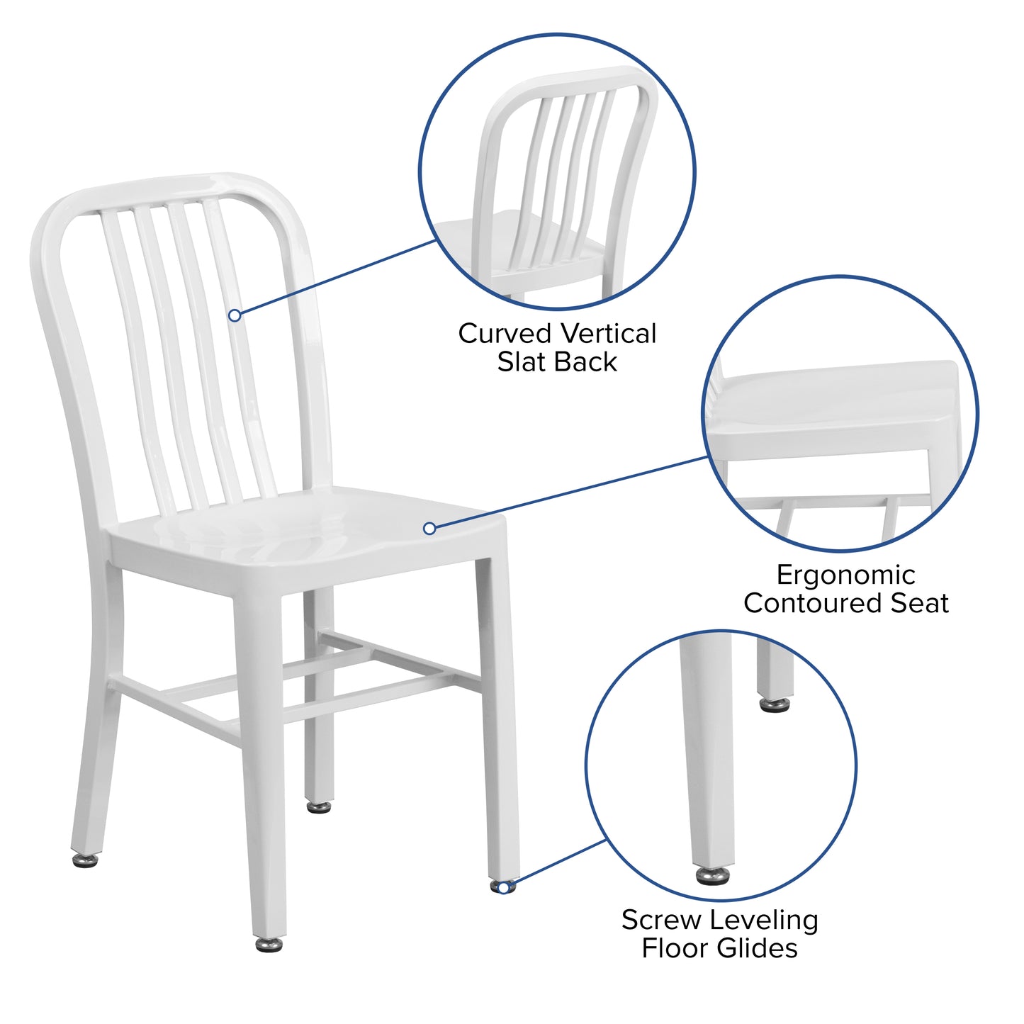 White Indoor-Outdoor Chair CH-61200-18-WH-GG