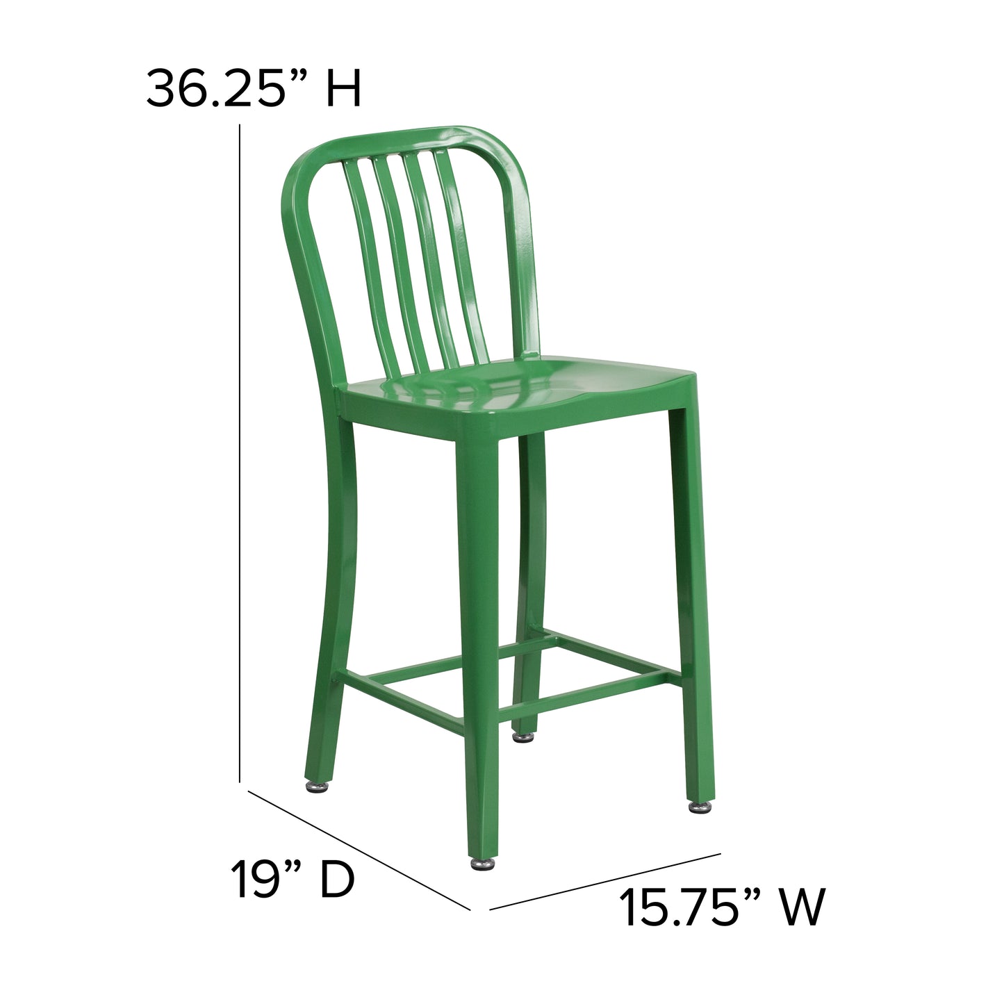 24" Green Metal Outdoor Stool CH-61200-24-GN-GG