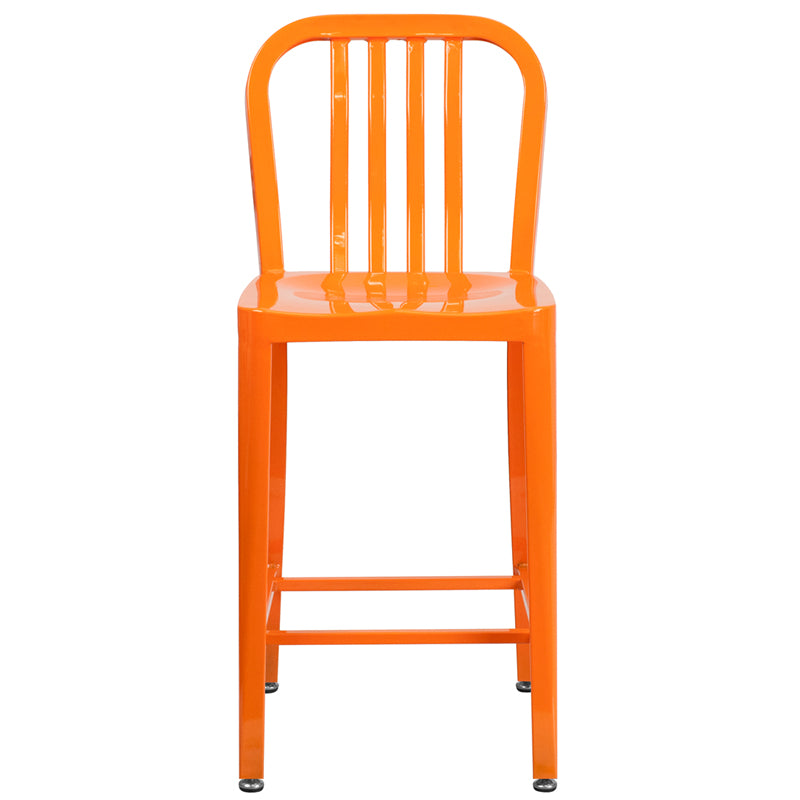 24" Orange Metal Outdoor Stool CH-61200-24-OR-GG