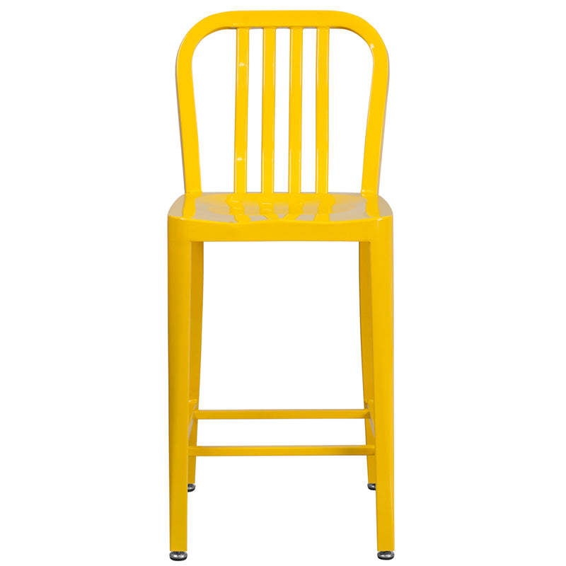 24" Yellow Metal Outdoor Stool CH-61200-24-YL-GG