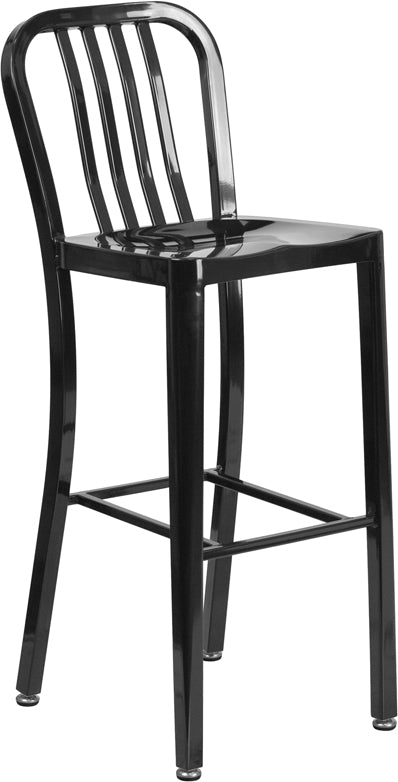 30" Black Metal Outdoor Stool CH-61200-30-BK-GG