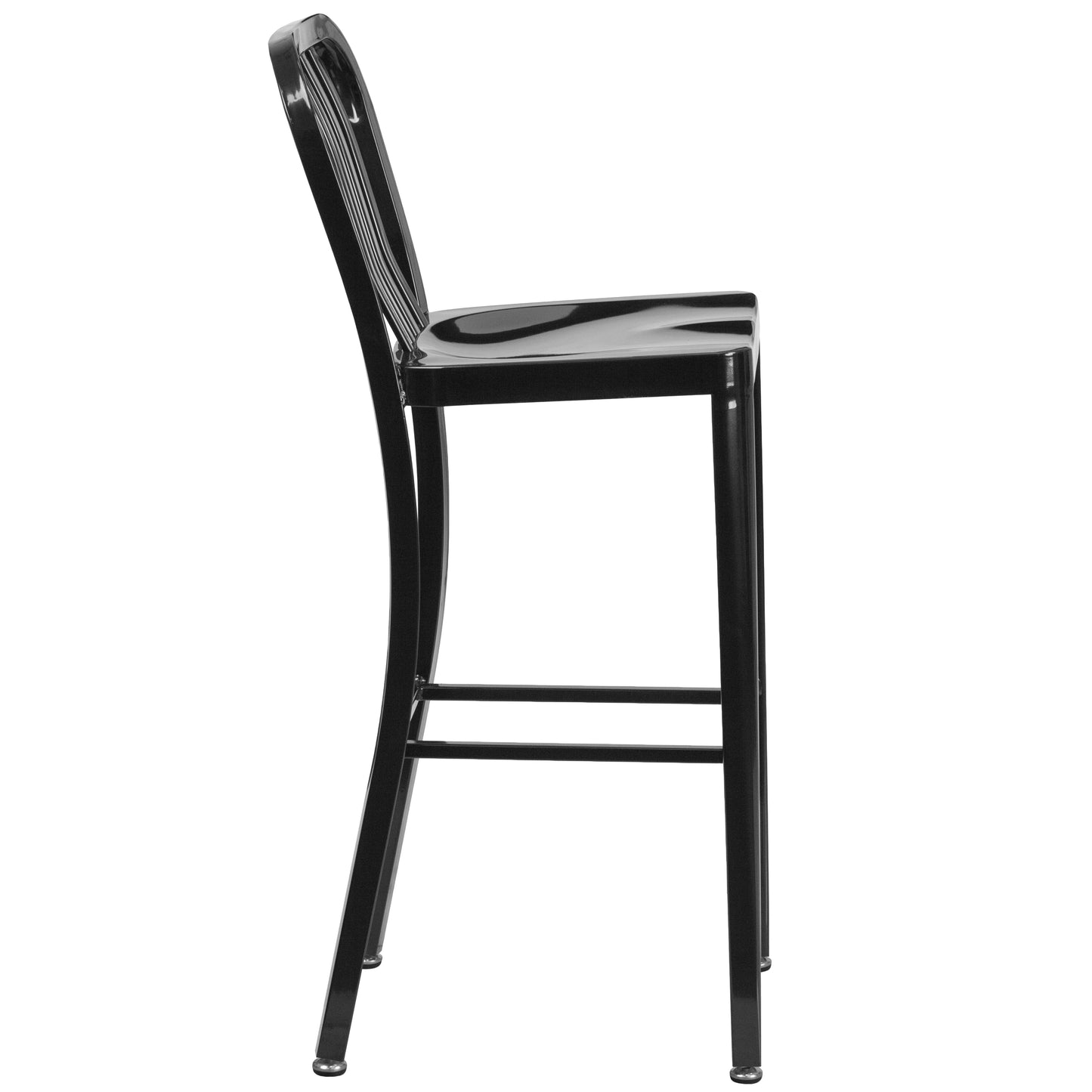 30" Black Metal Outdoor Stool CH-61200-30-BK-GG