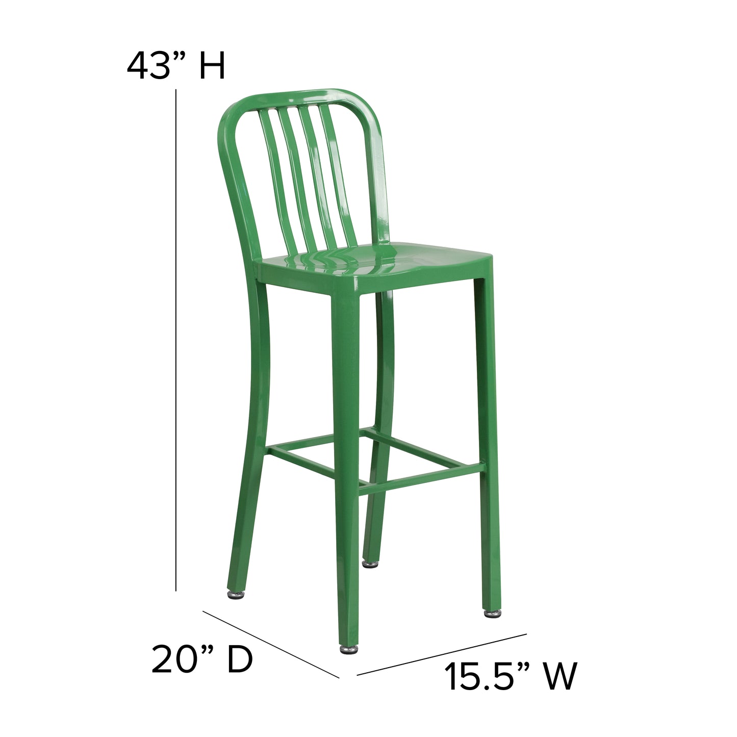 30" Green Metal Outdoor Stool CH-61200-30-GN-GG