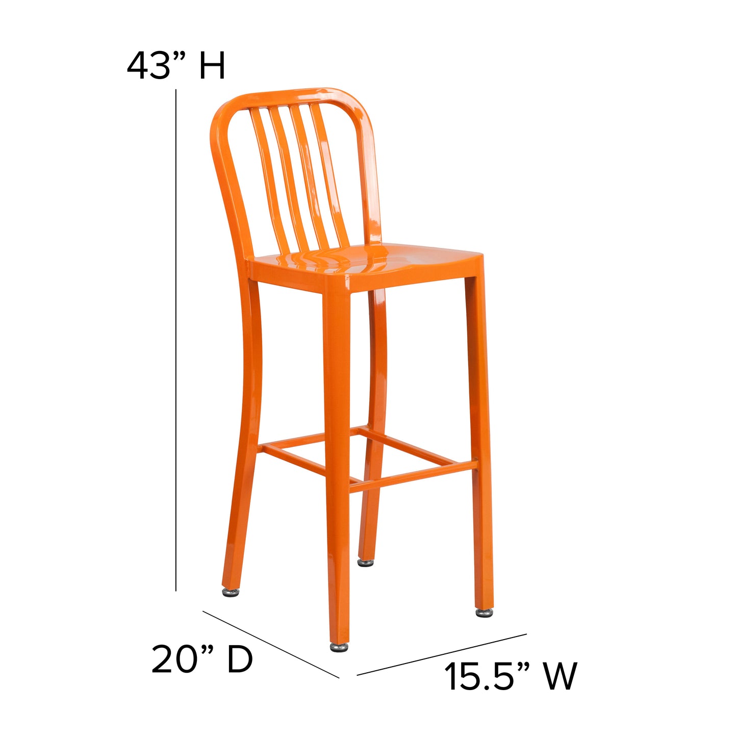 30" Orange Metal Outdoor Stool CH-61200-30-OR-GG