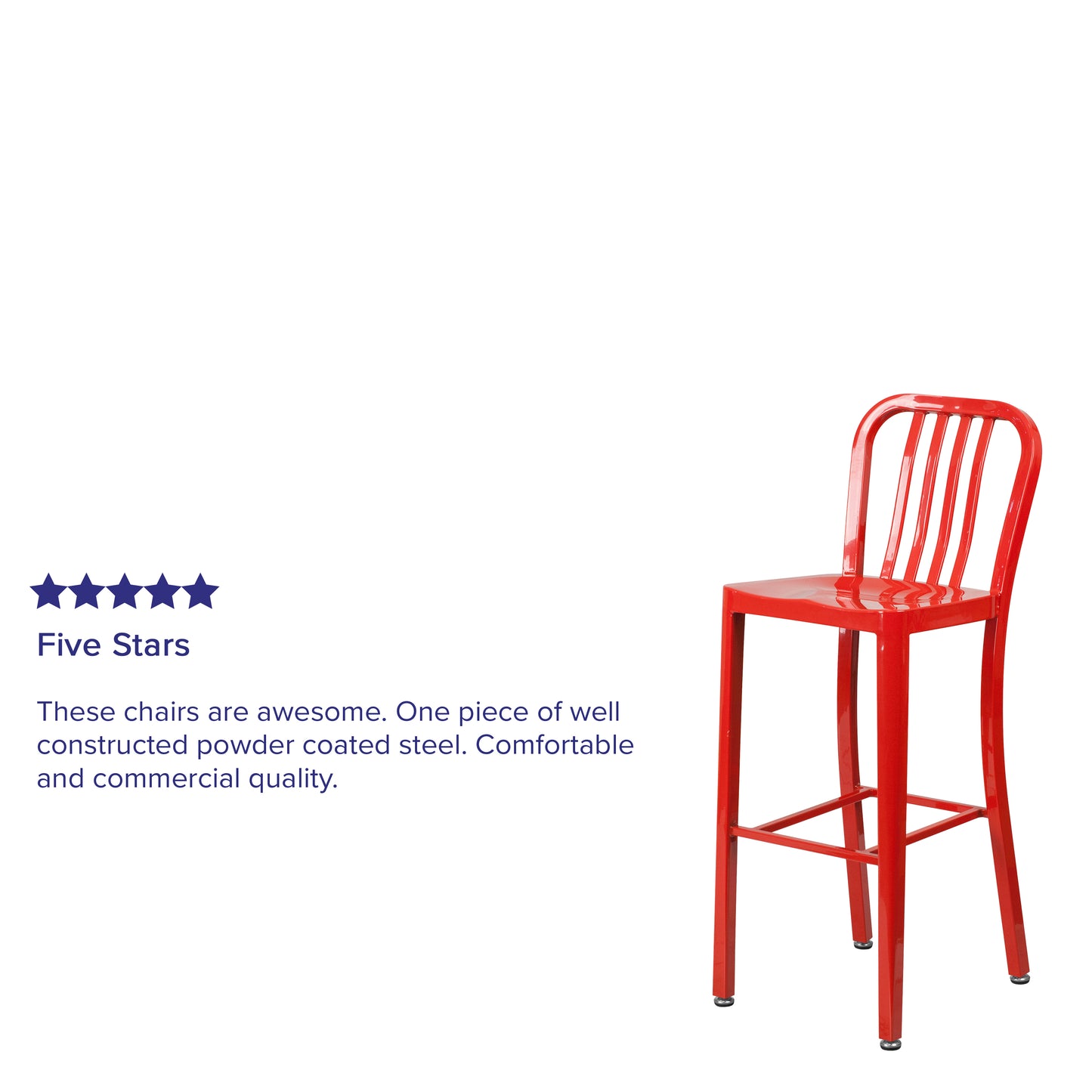 30" Red Metal Outdoor Stool CH-61200-30-RED-GG