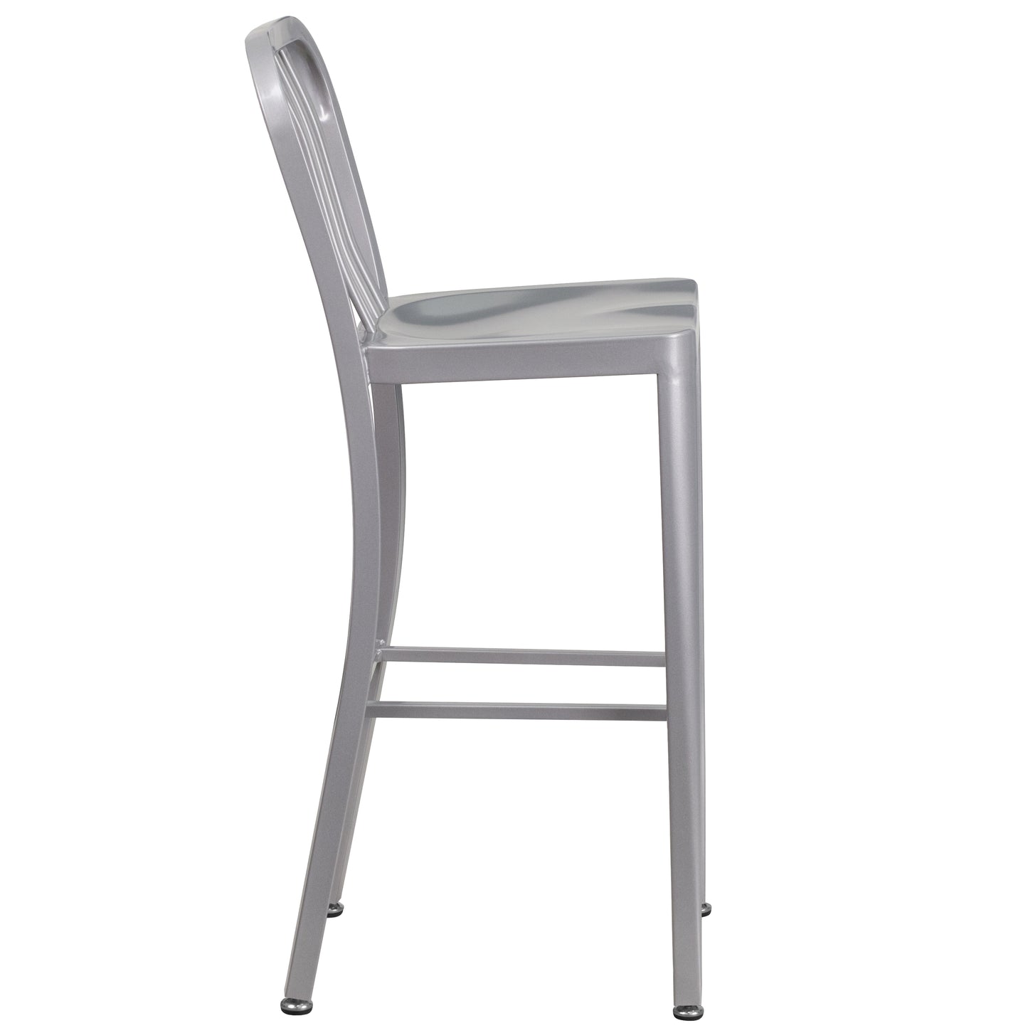 30" Silver Metal Outdoor Stool CH-61200-30-SIL-GG