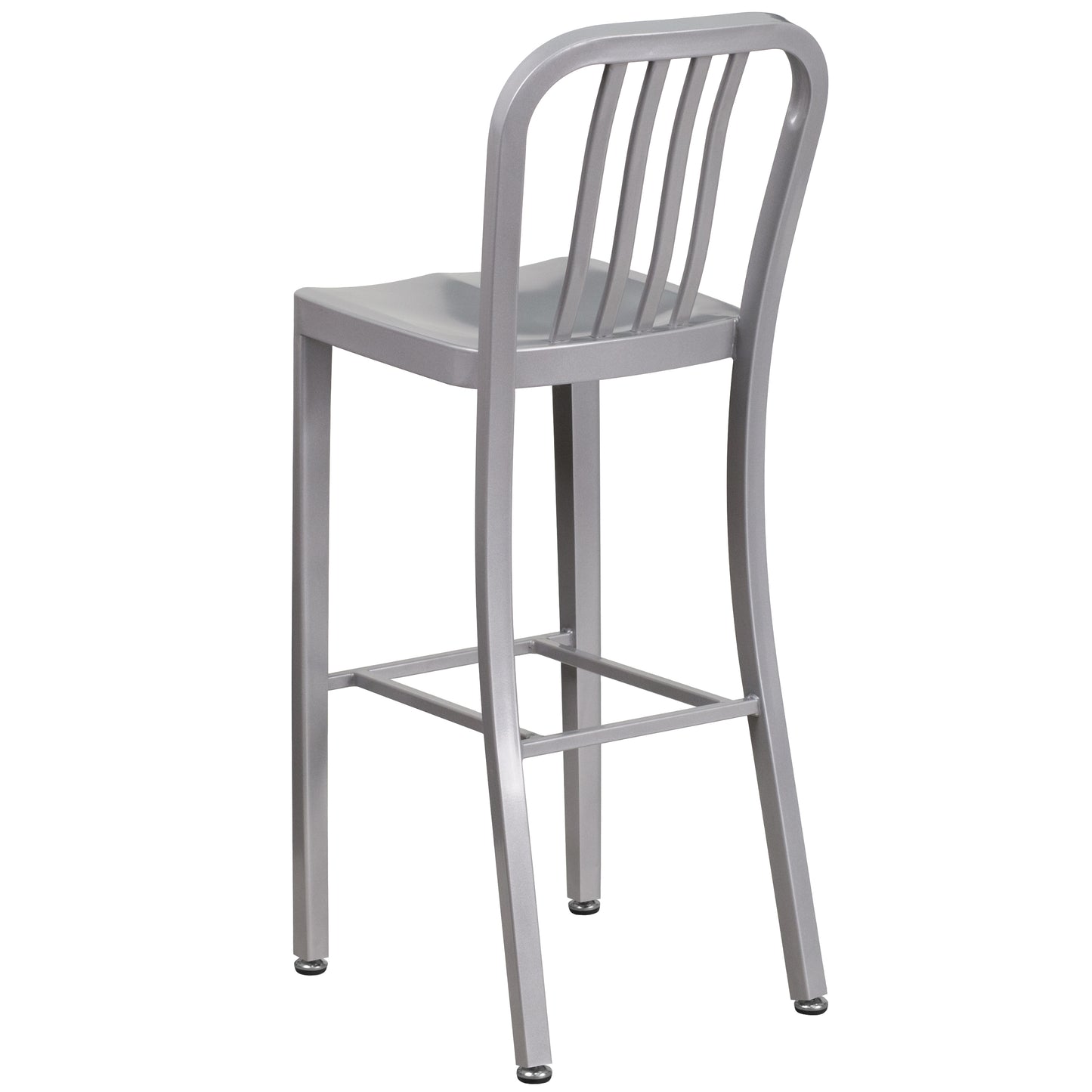 30" Silver Metal Outdoor Stool CH-61200-30-SIL-GG