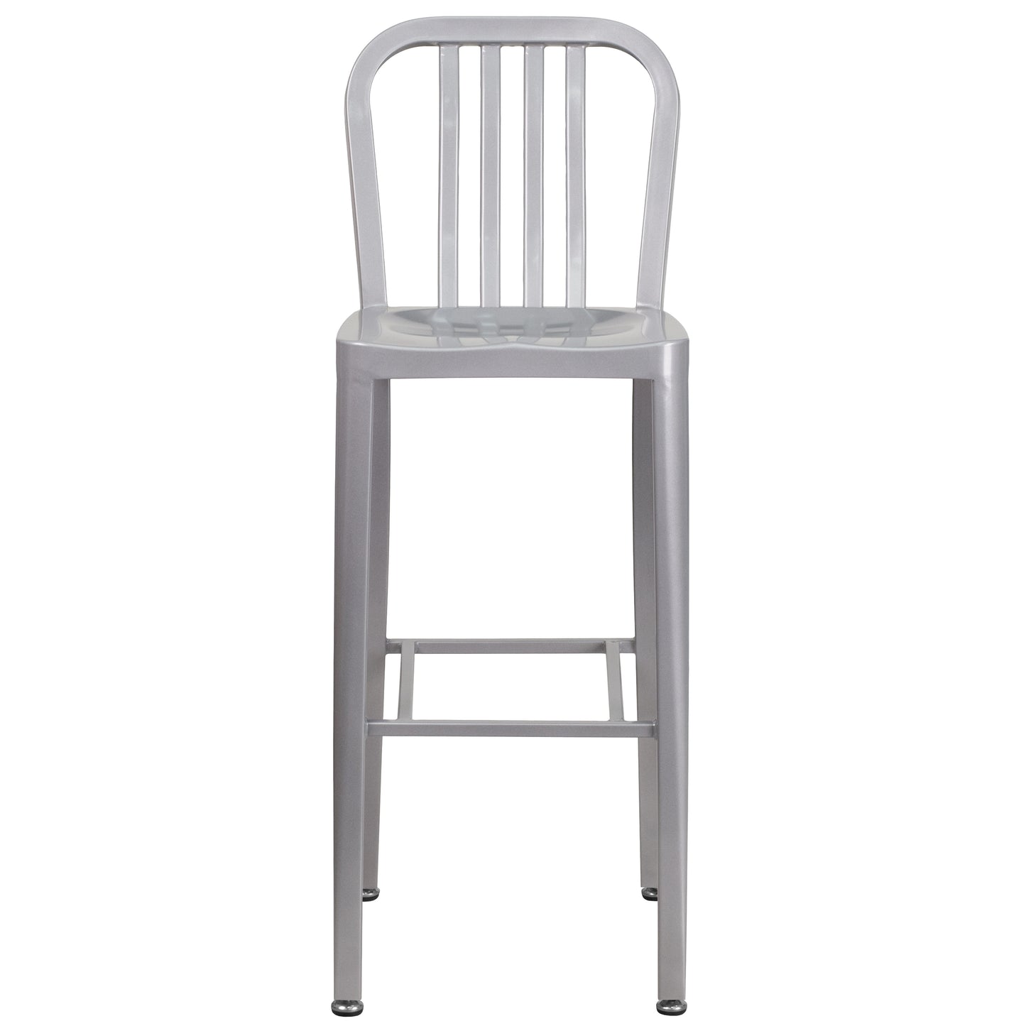 30" Silver Metal Outdoor Stool CH-61200-30-SIL-GG