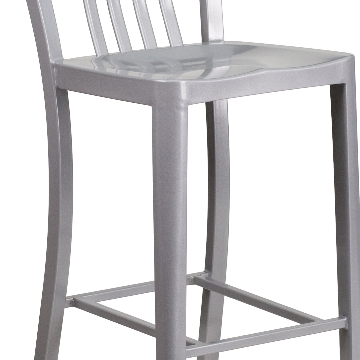 30" Silver Metal Outdoor Stool CH-61200-30-SIL-GG