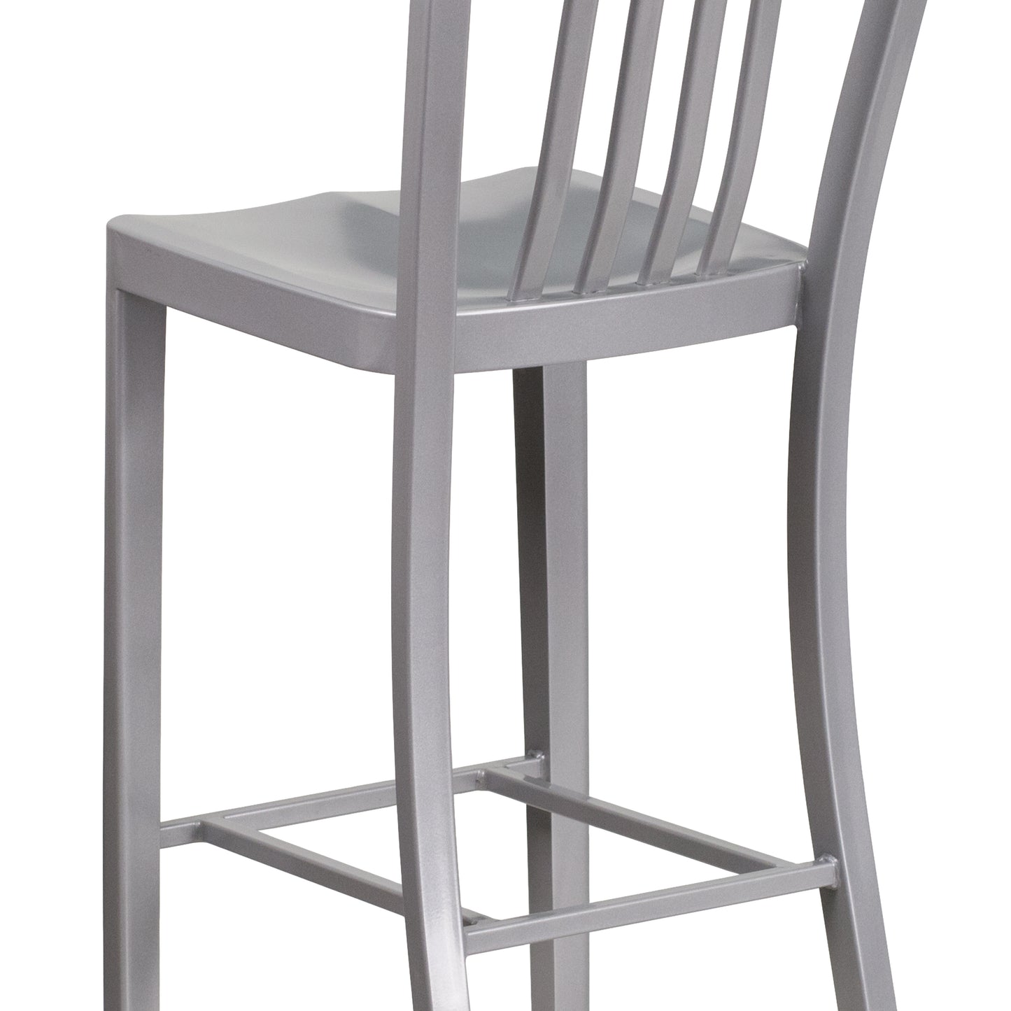 30" Silver Metal Outdoor Stool CH-61200-30-SIL-GG