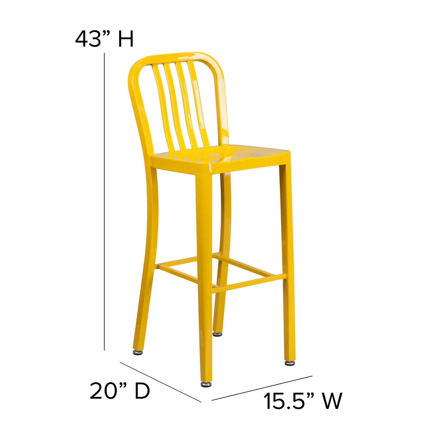 30" Yellow Metal Outdoor Stool CH-61200-30-YL-GG