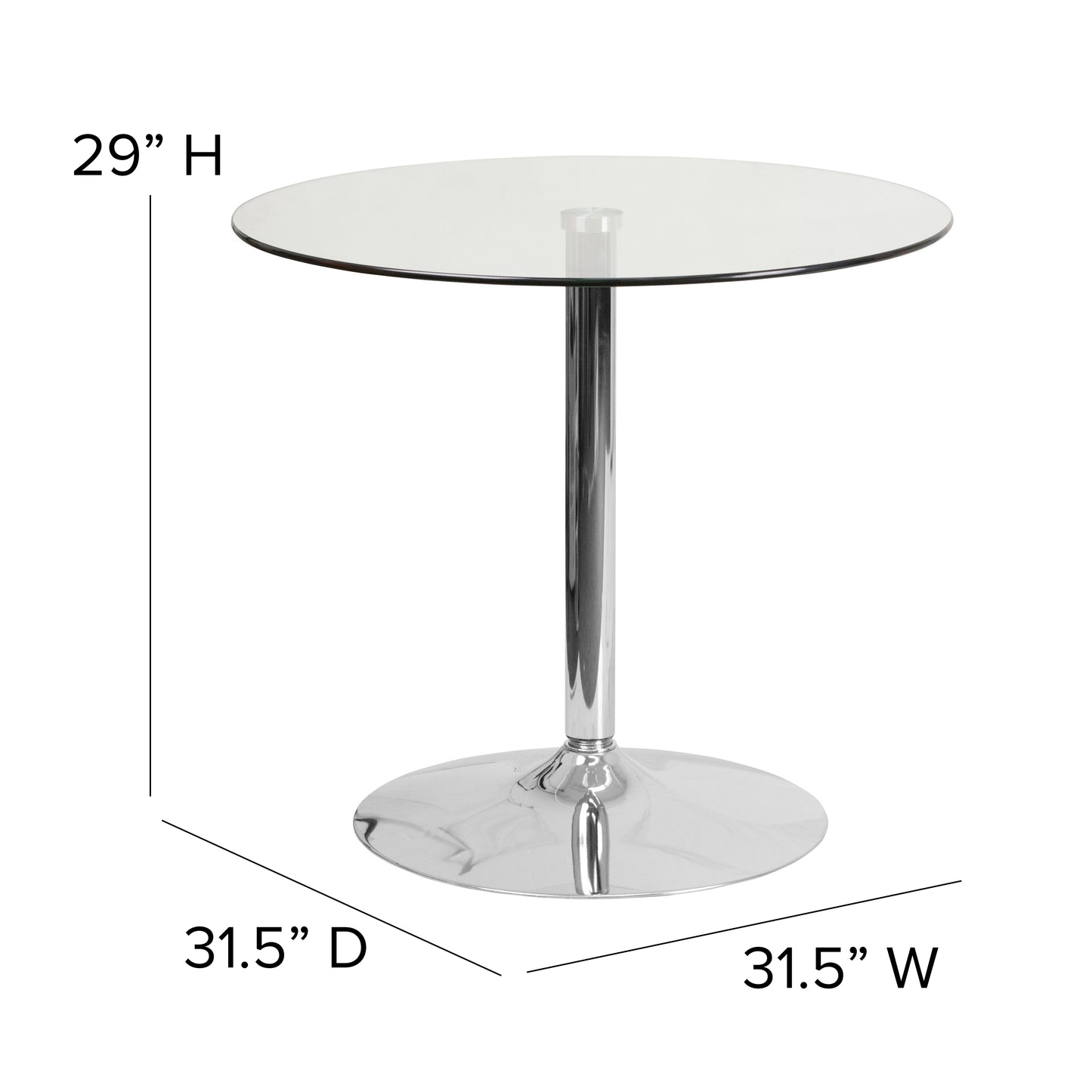 31.5RD Glass Table-29 Base CH-7-GG