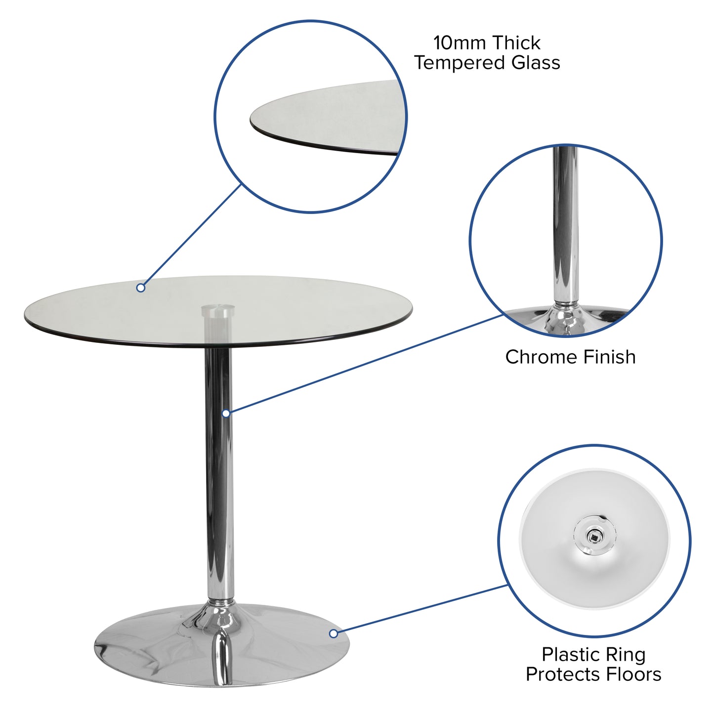 31.5RD Glass Table-29 Base CH-7-GG