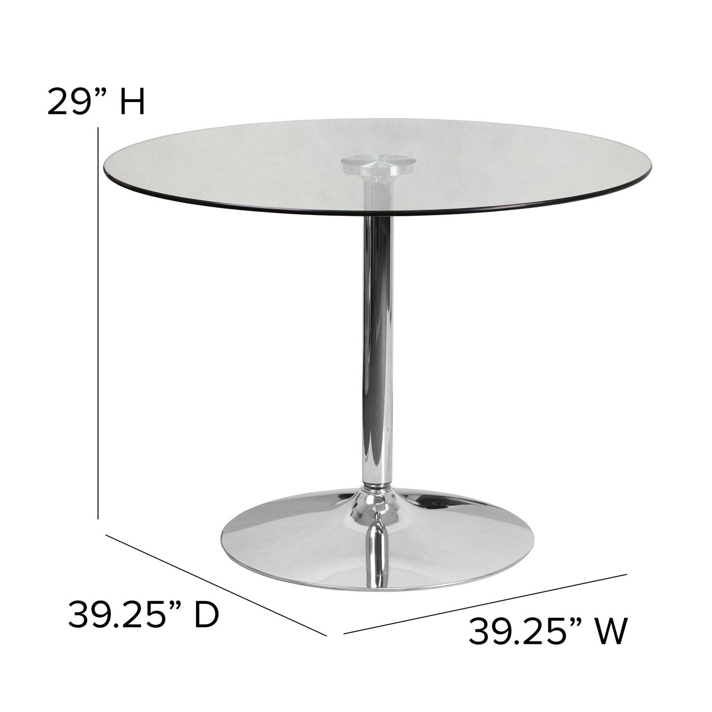 39.25RD Glass Table-29 Base CH-8-GG