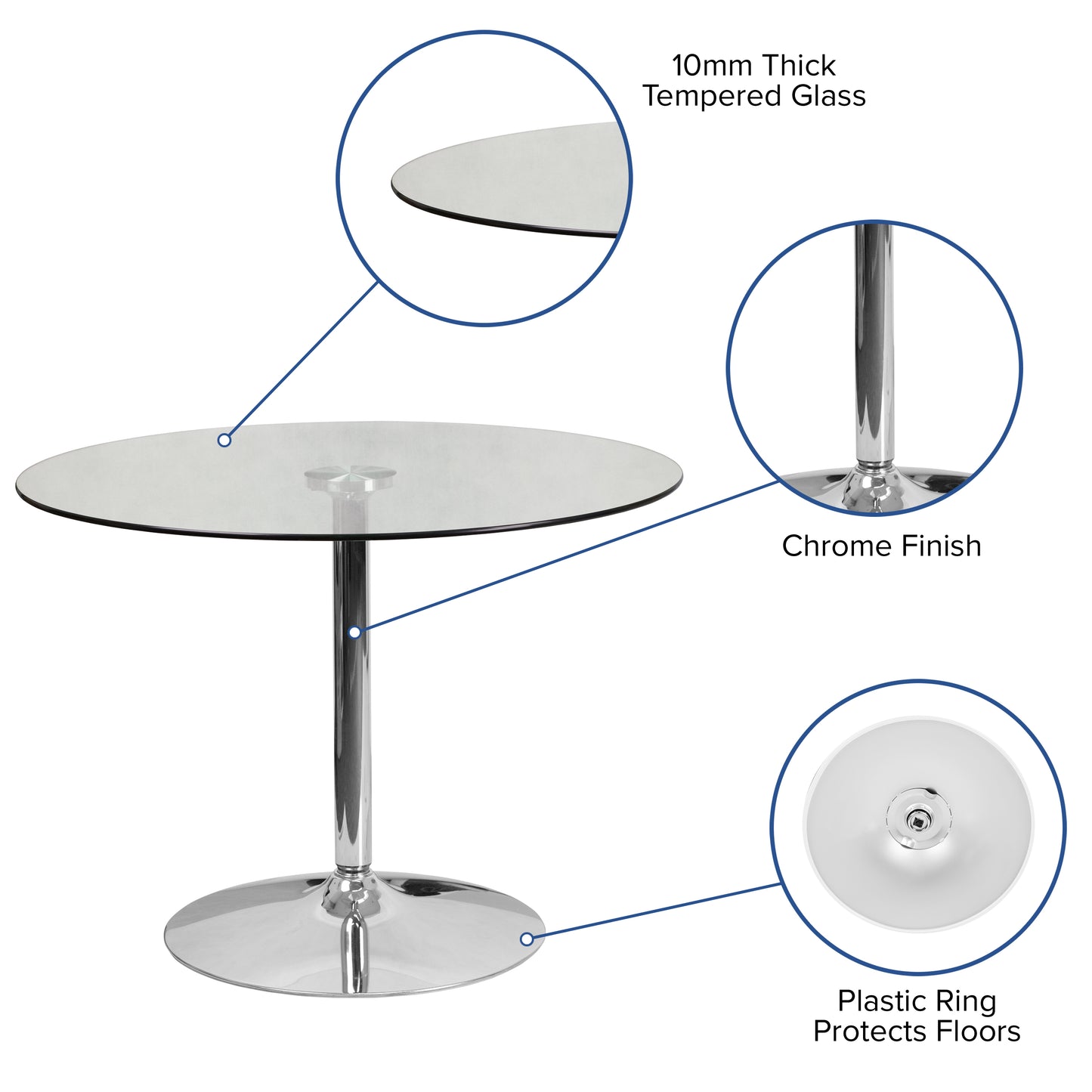 39.25RD Glass Table-29 Base CH-8-GG