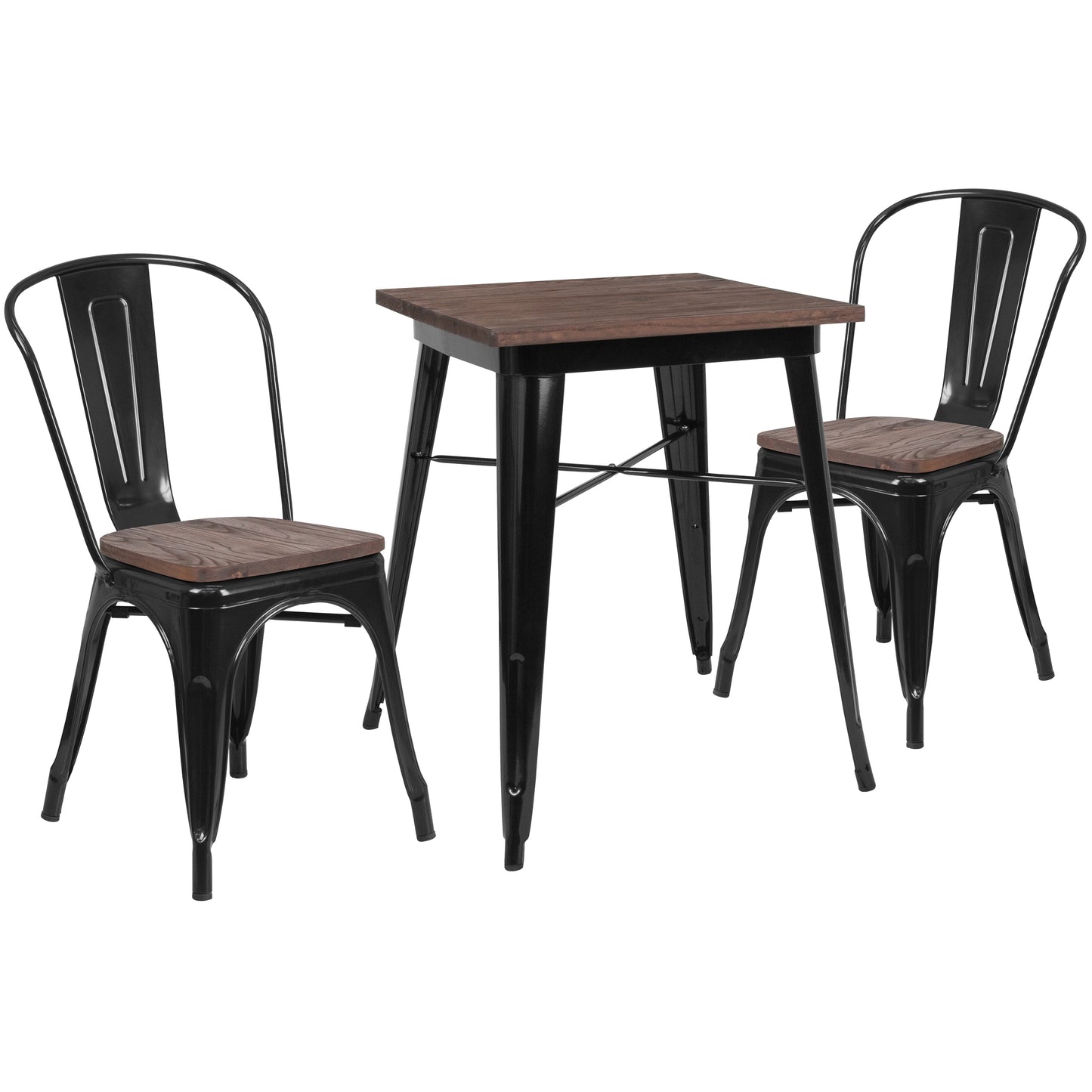 23.5SQ Black Metal Table Set CH-WD-TBCH-15-GG