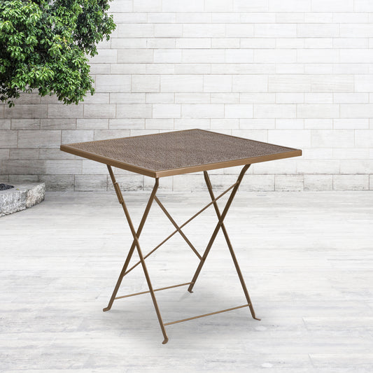 28SQ Gold Folding Patio Table CO-1-GD-GG