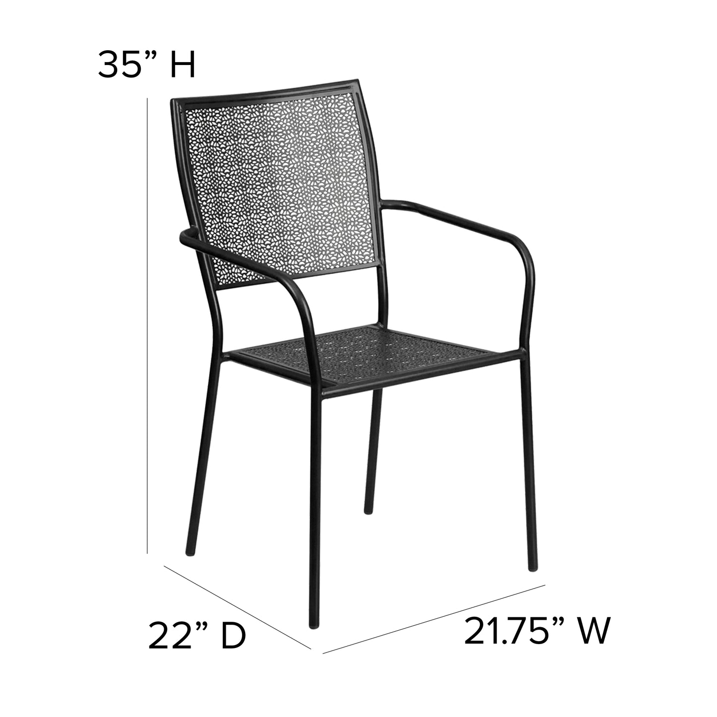 Black Square Back Patio Chair CO-2-BK-GG