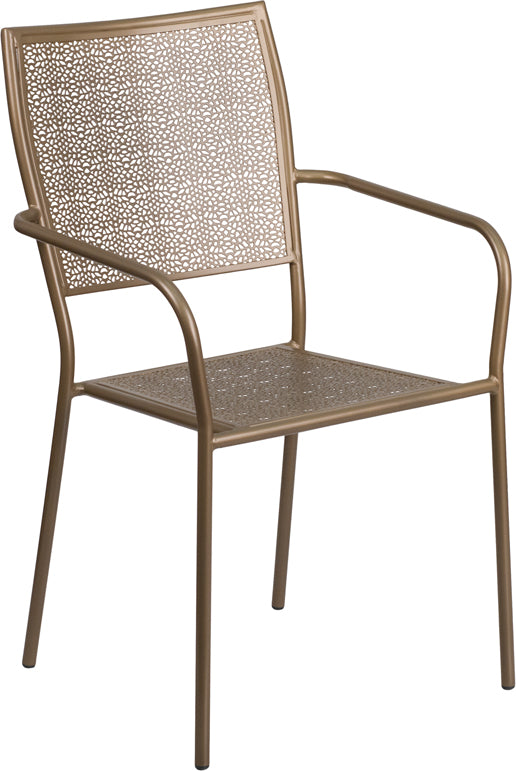 Gold Square Back Patio Chair CO-2-GD-GG