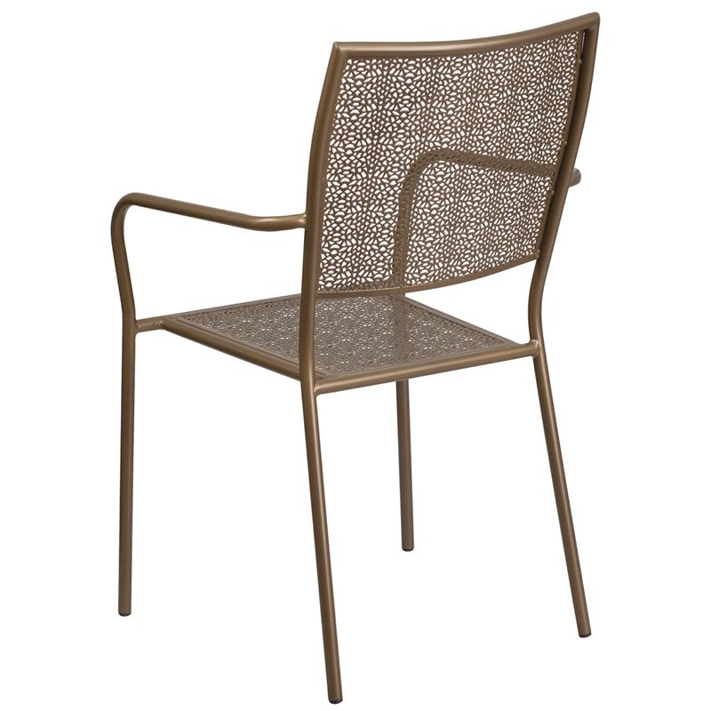 Gold Square Back Patio Chair CO-2-GD-GG