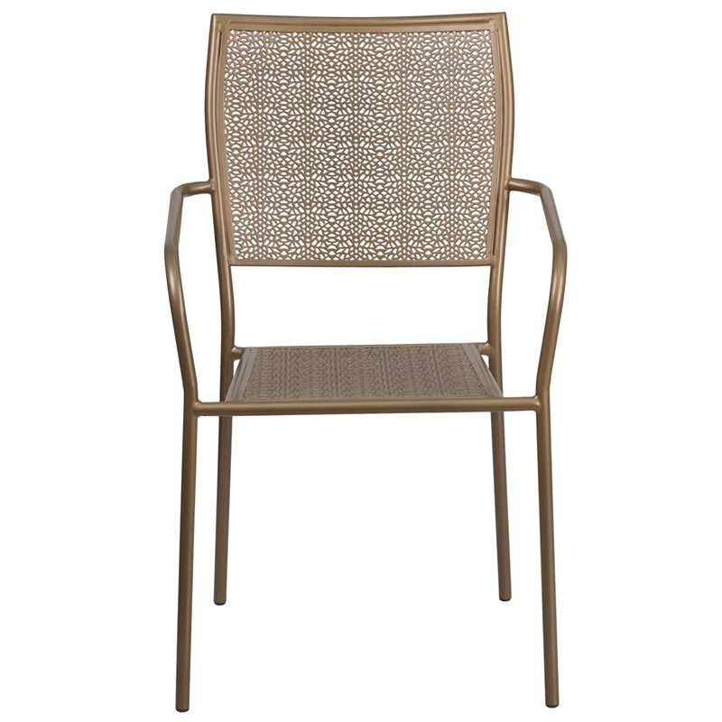 Gold Square Back Patio Chair CO-2-GD-GG