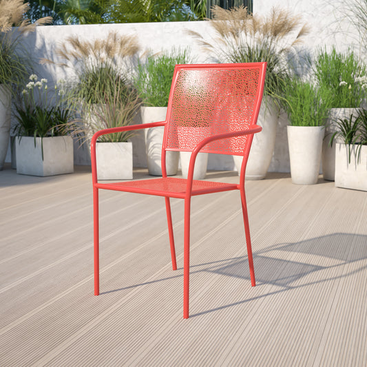 Coral Square Back Patio Chair CO-2-RED-GG