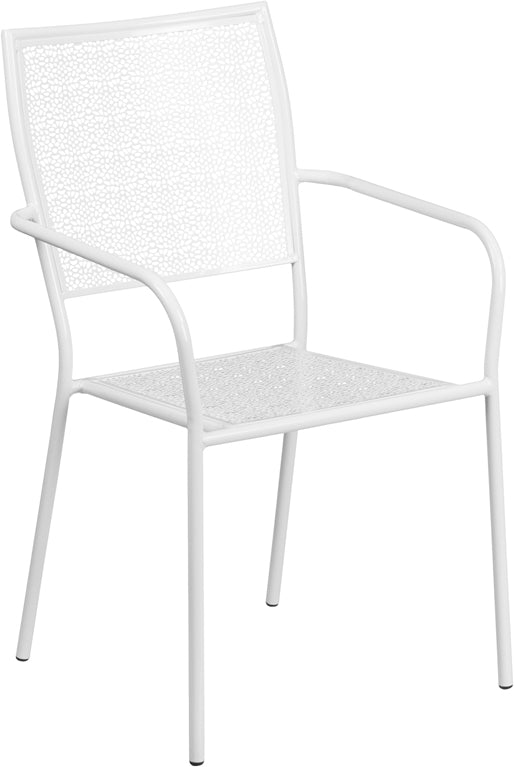 White Square Back Patio Chair CO-2-WH-GG