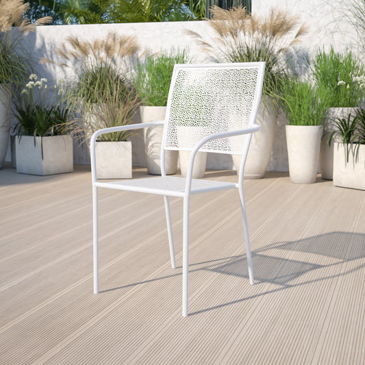 White Square Back Patio Chair CO-2-WH-GG