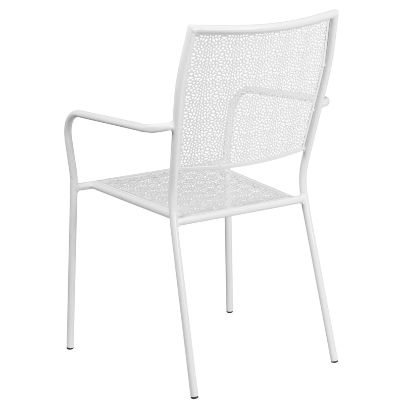 White Square Back Patio Chair CO-2-WH-GG