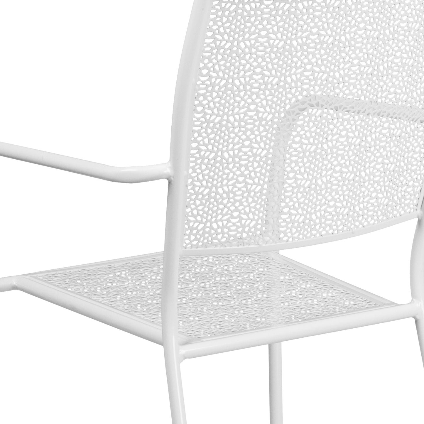 White Square Back Patio Chair CO-2-WH-GG