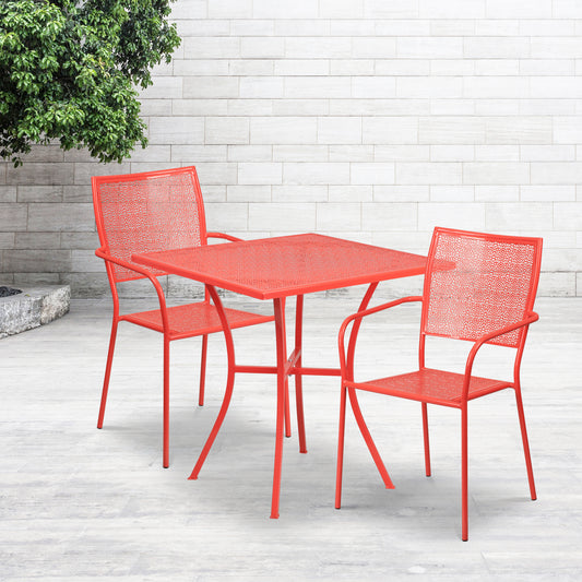 28SQ Coral Patio Table Set CO-28SQ-02CHR2-RED-GG