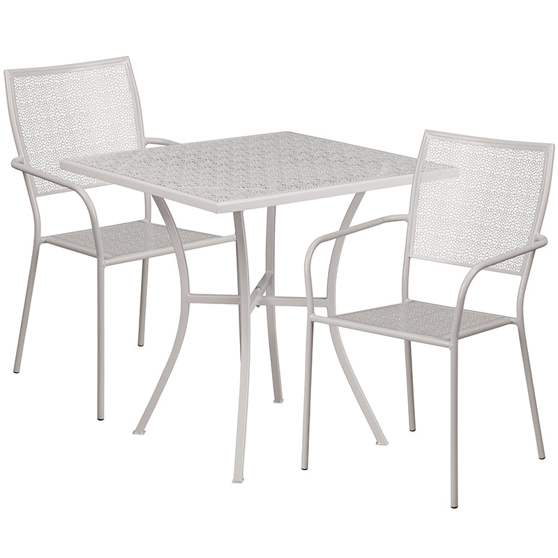 28SQ Gray Patio Table Set CO-28SQ-02CHR2-SIL-GG