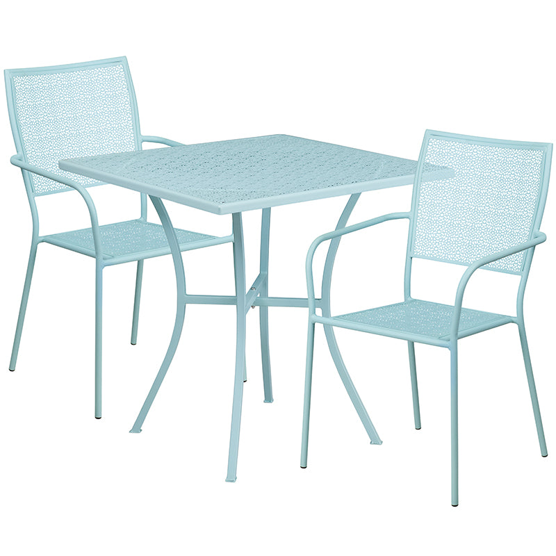 28SQ Sky Blue Patio Table Set CO-28SQ-02CHR2-SKY-GG