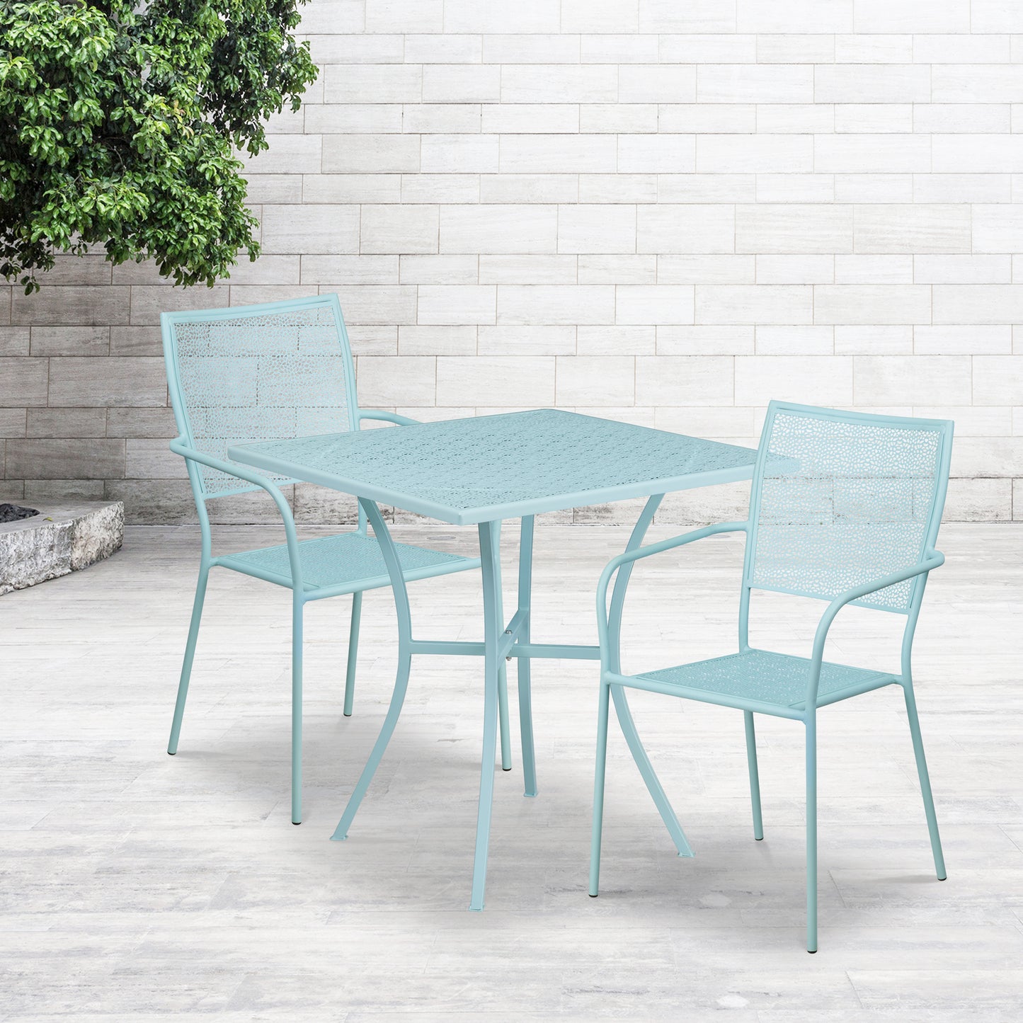 28SQ Sky Blue Patio Table Set CO-28SQ-02CHR2-SKY-GG