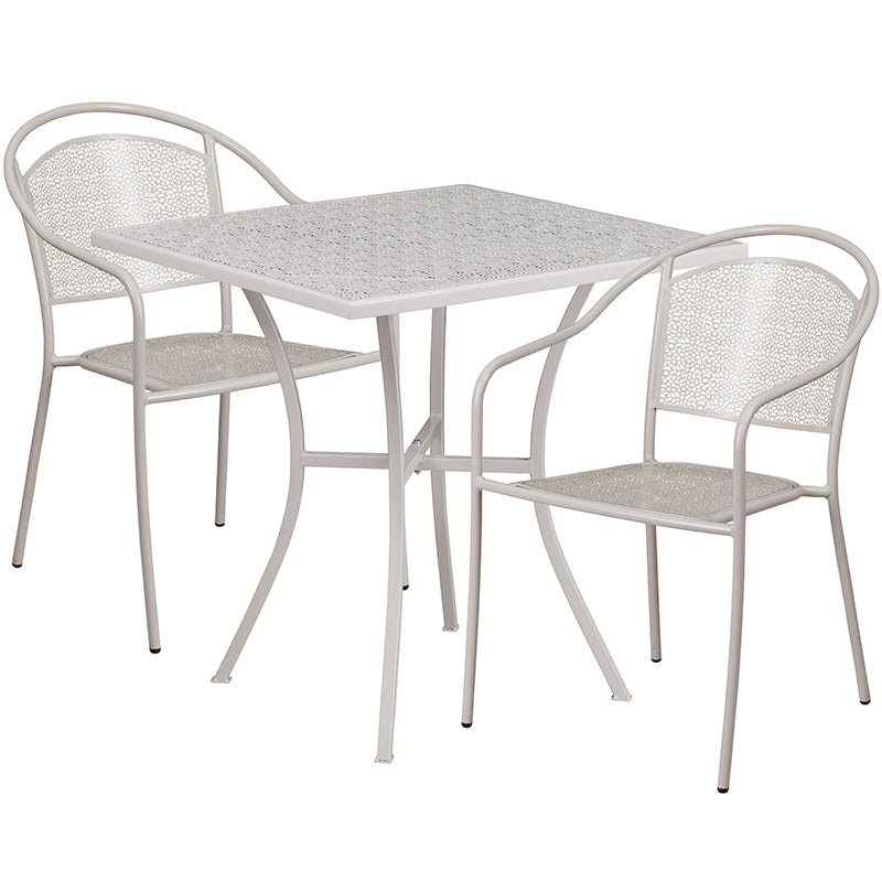 28SQ Gray Patio Table Set CO-28SQ-03CHR2-SIL-GG