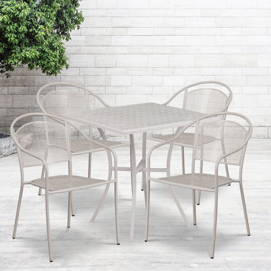 28SQ Gray Patio Table Set CO-28SQ-03CHR4-SIL-GG