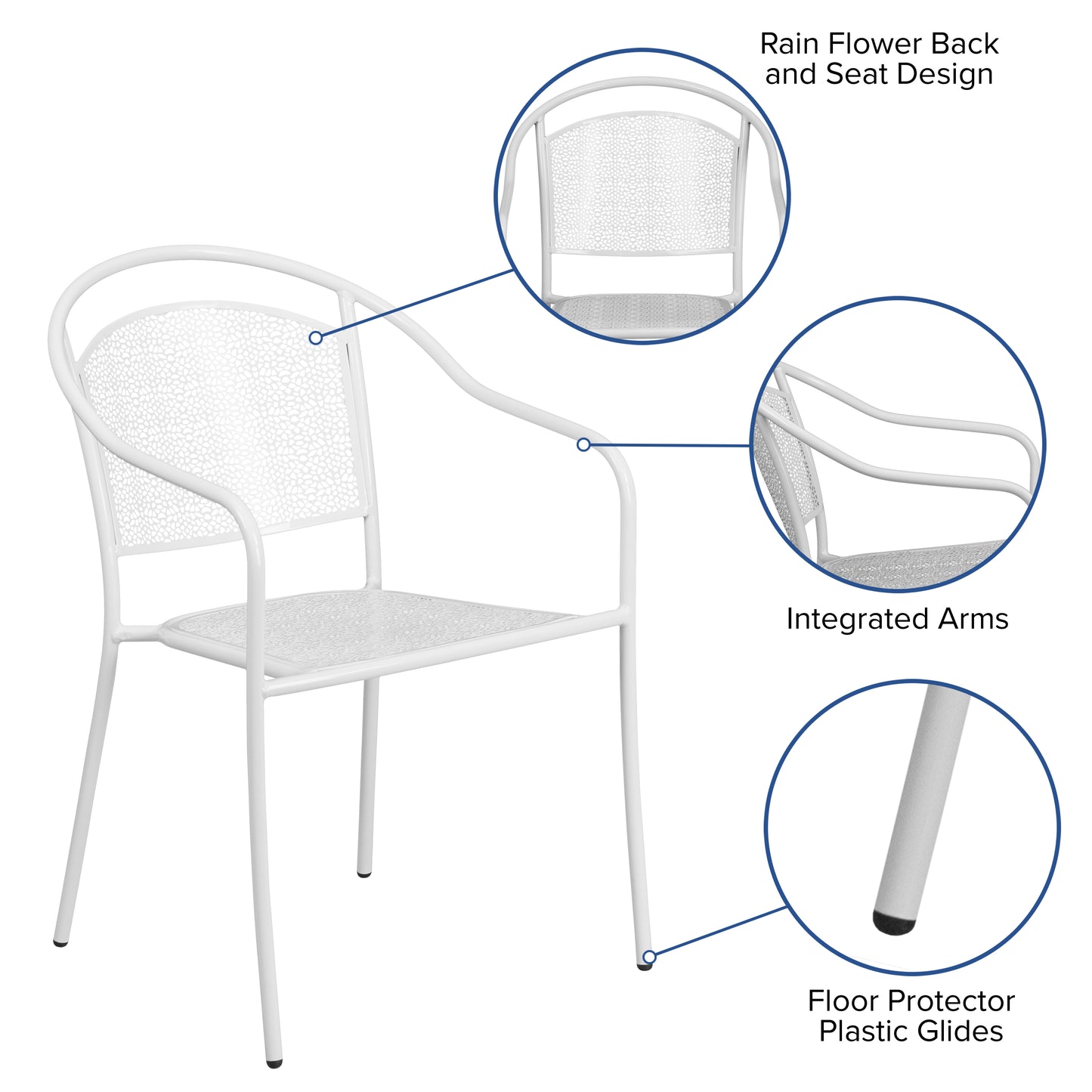 White Round Back Patio Chair CO-3-WH-GG