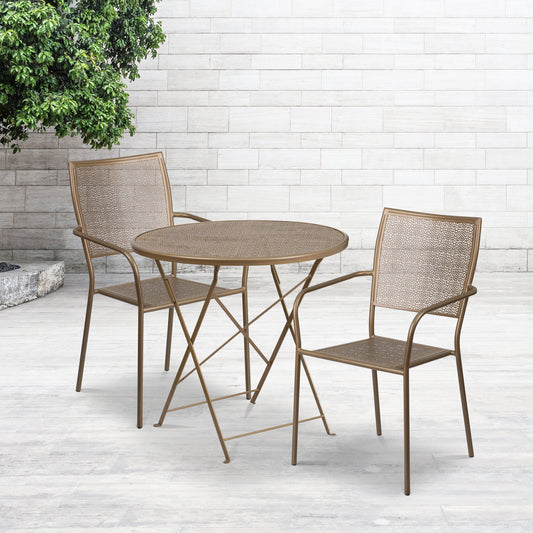 30RD Gold Fold Patio Set CO-30RDF-02CHR2-GD-GG