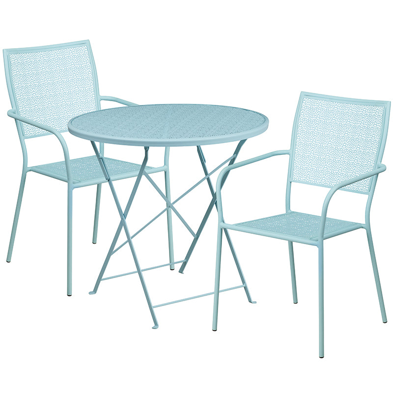 30RD Sky Blue Fold Patio Set CO-30RDF-02CHR2-SKY-GG