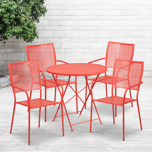 30RD Coral Fold Patio Set CO-30RDF-02CHR4-RED-GG