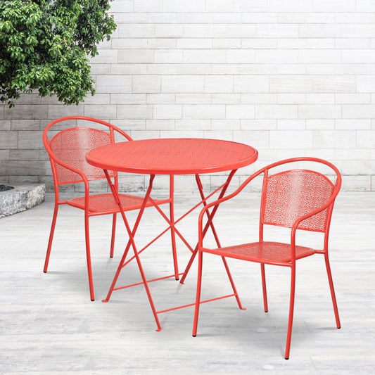 30RD Coral Fold Patio Set CO-30RDF-03CHR2-RED-GG